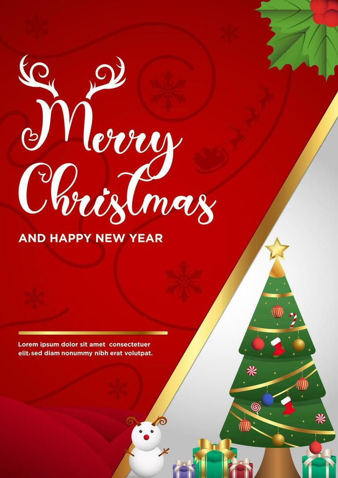 Poster Template Vector Merry Christmas and Happy New Year