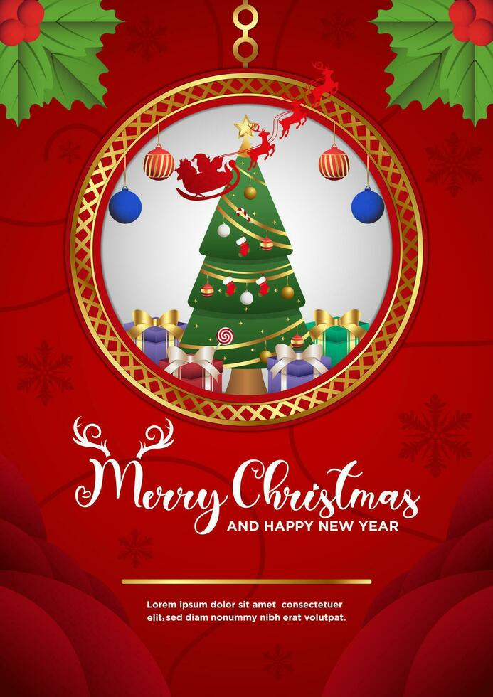 Poster Template Vector Merry Christmas and Happy New Year