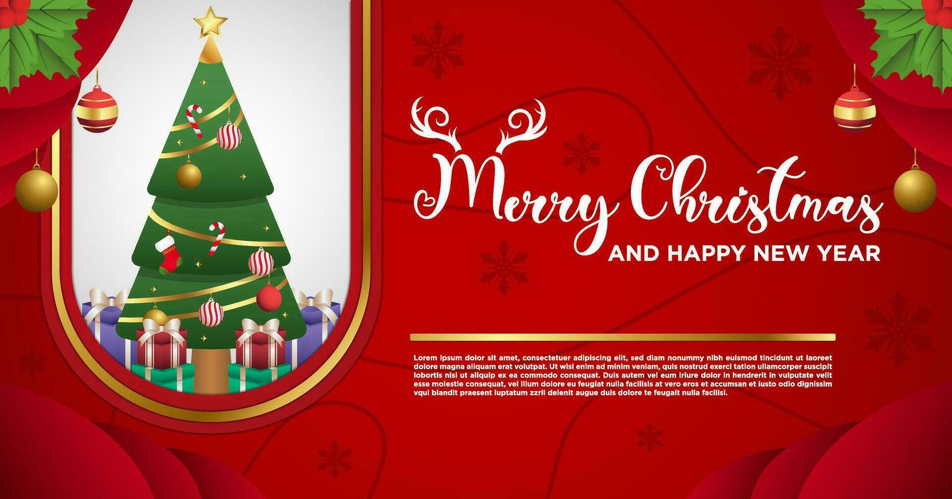 bandera modelo vector alegre Navidad y contento nuevo año