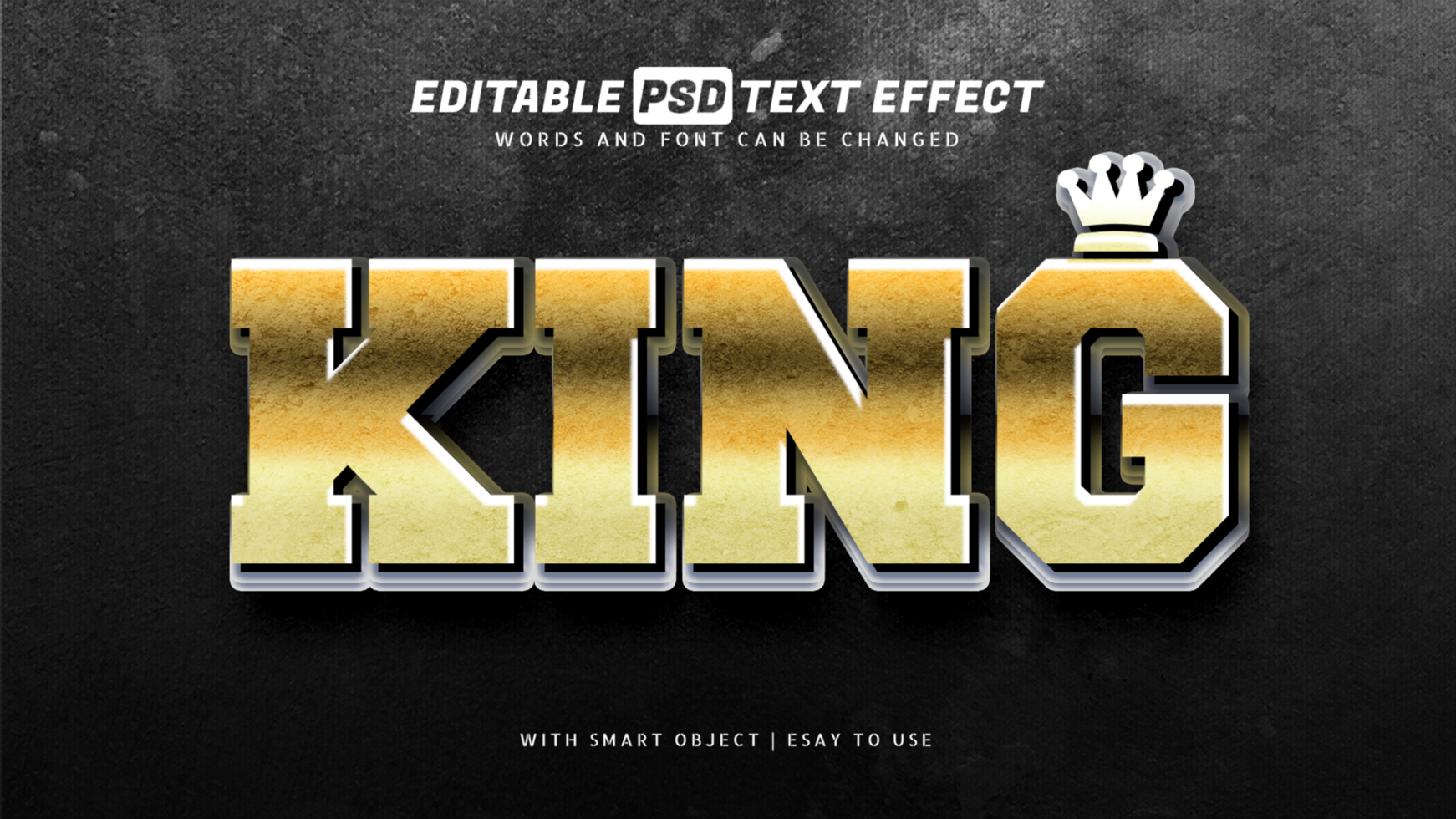 Gold king text effect editable psd