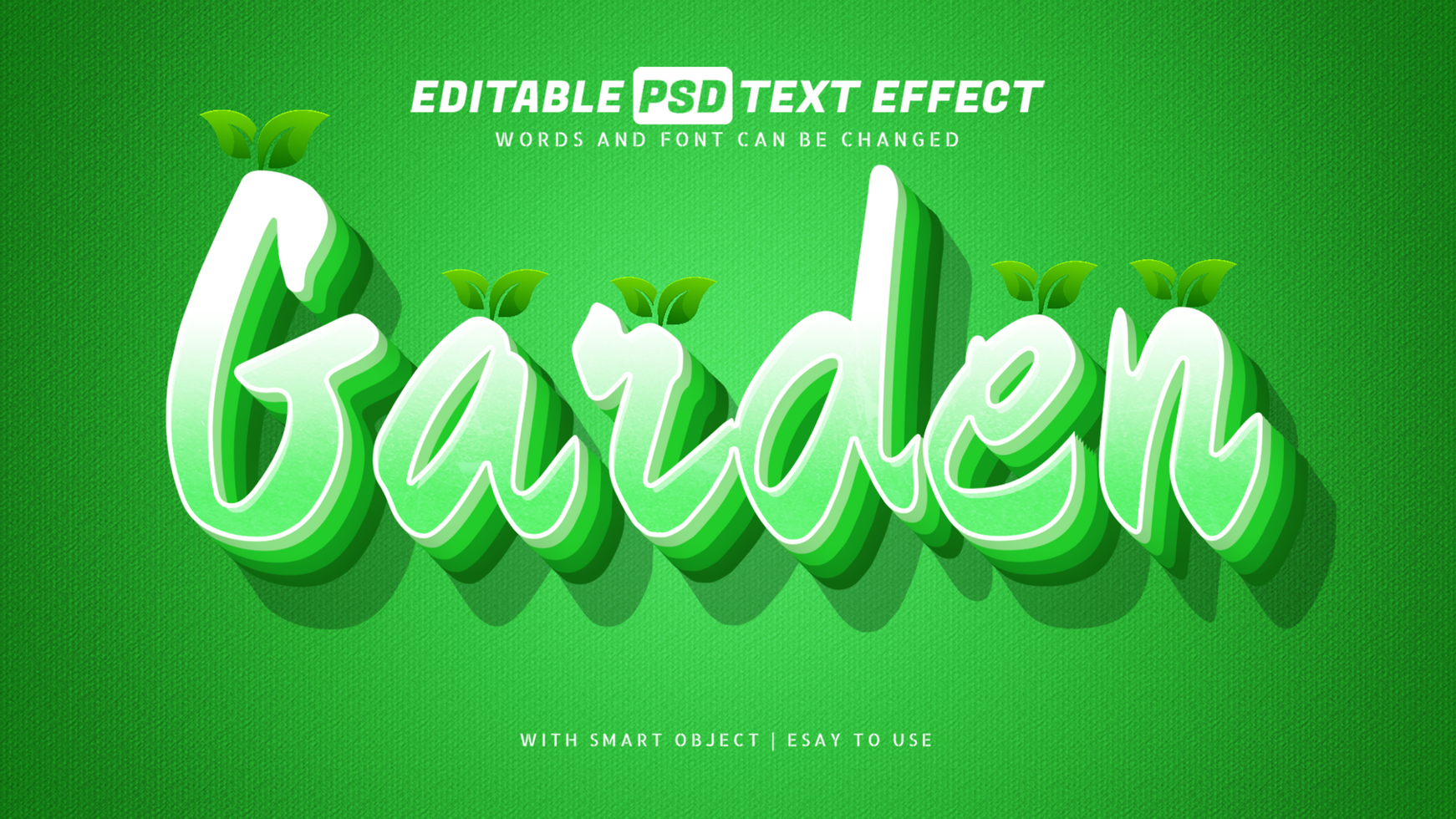 Garden 3d style text effect editable psd