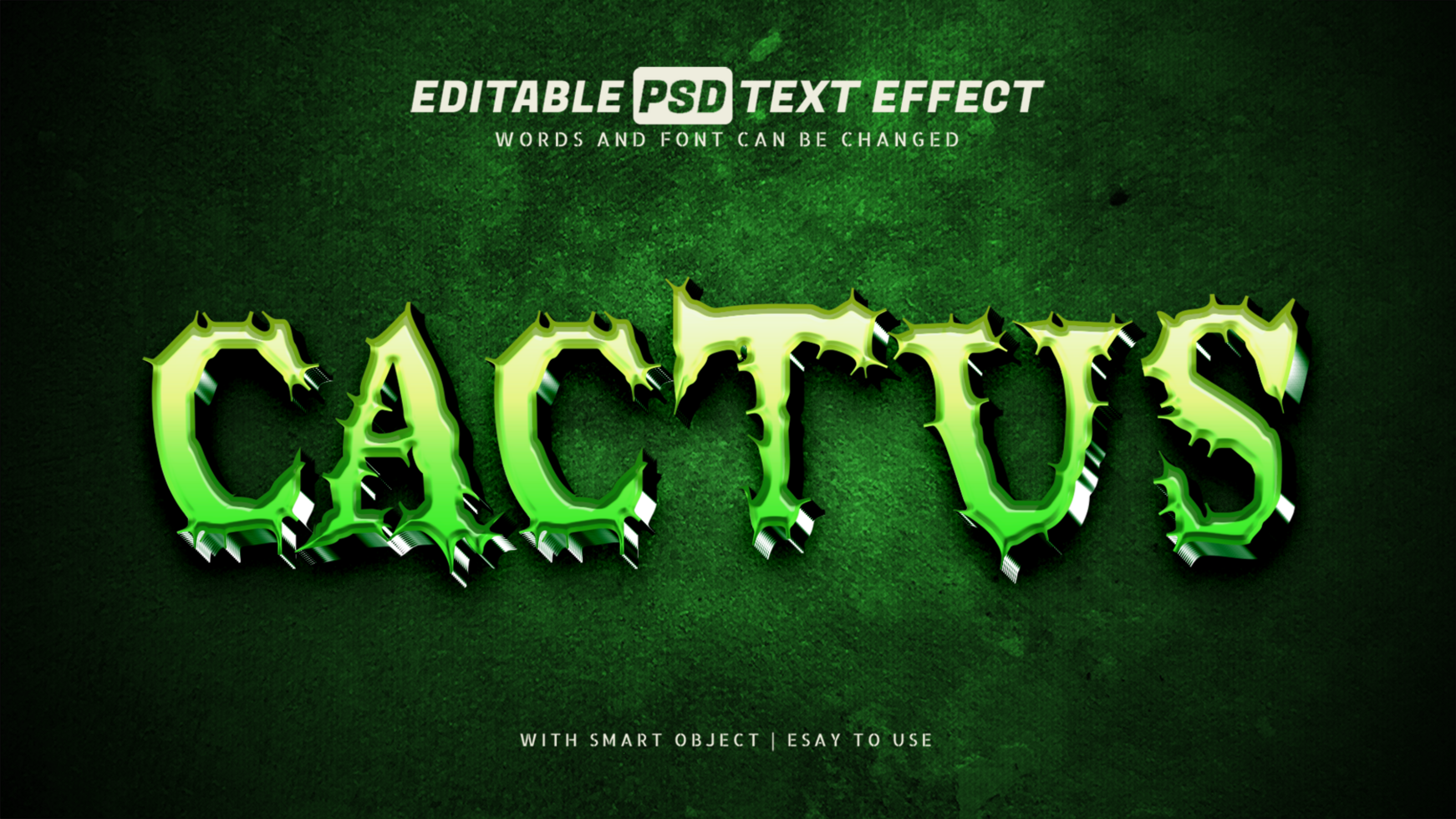 Cactus text effect 3d style editable psd