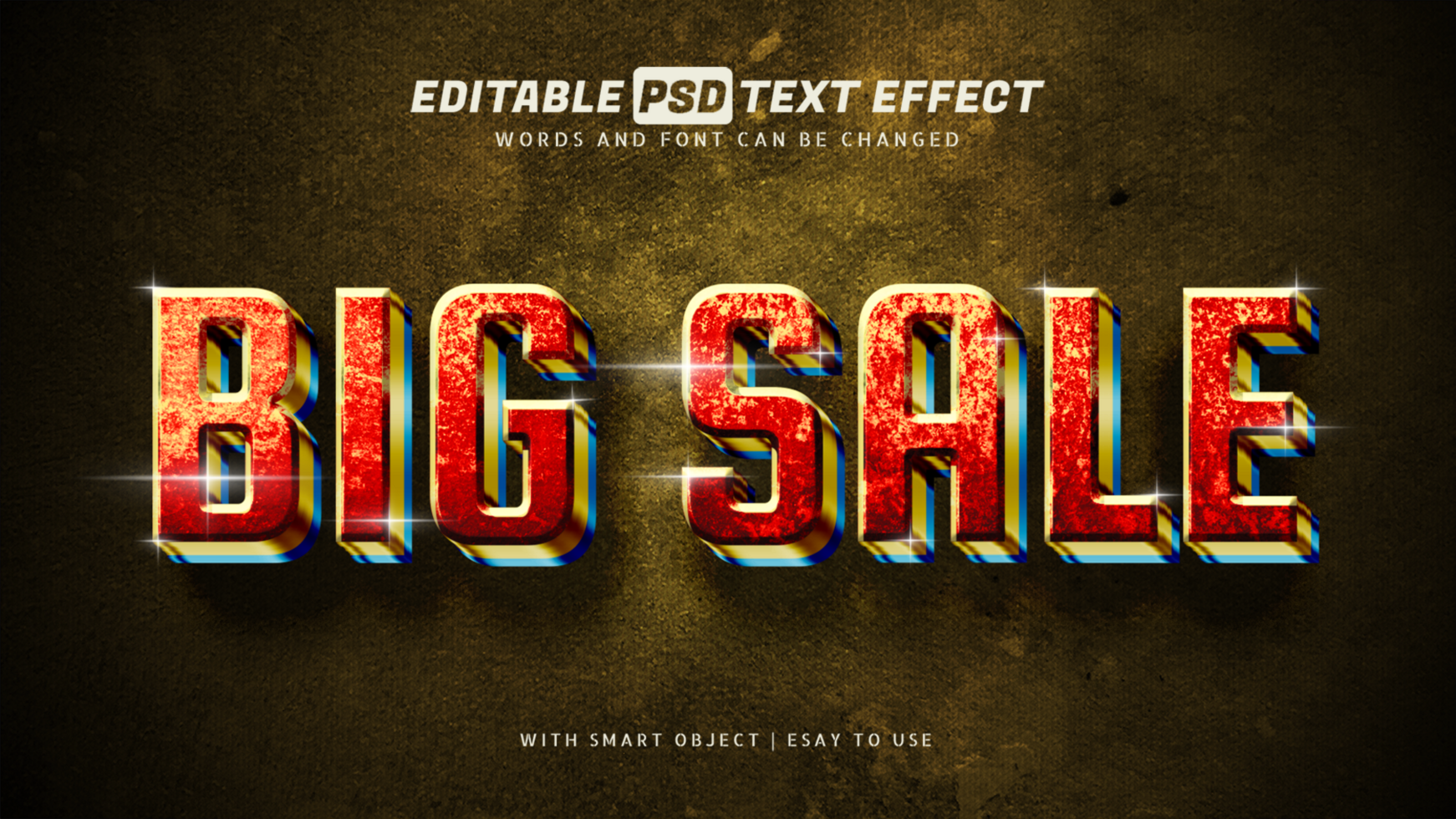Big sale text effect 3d style editable psd