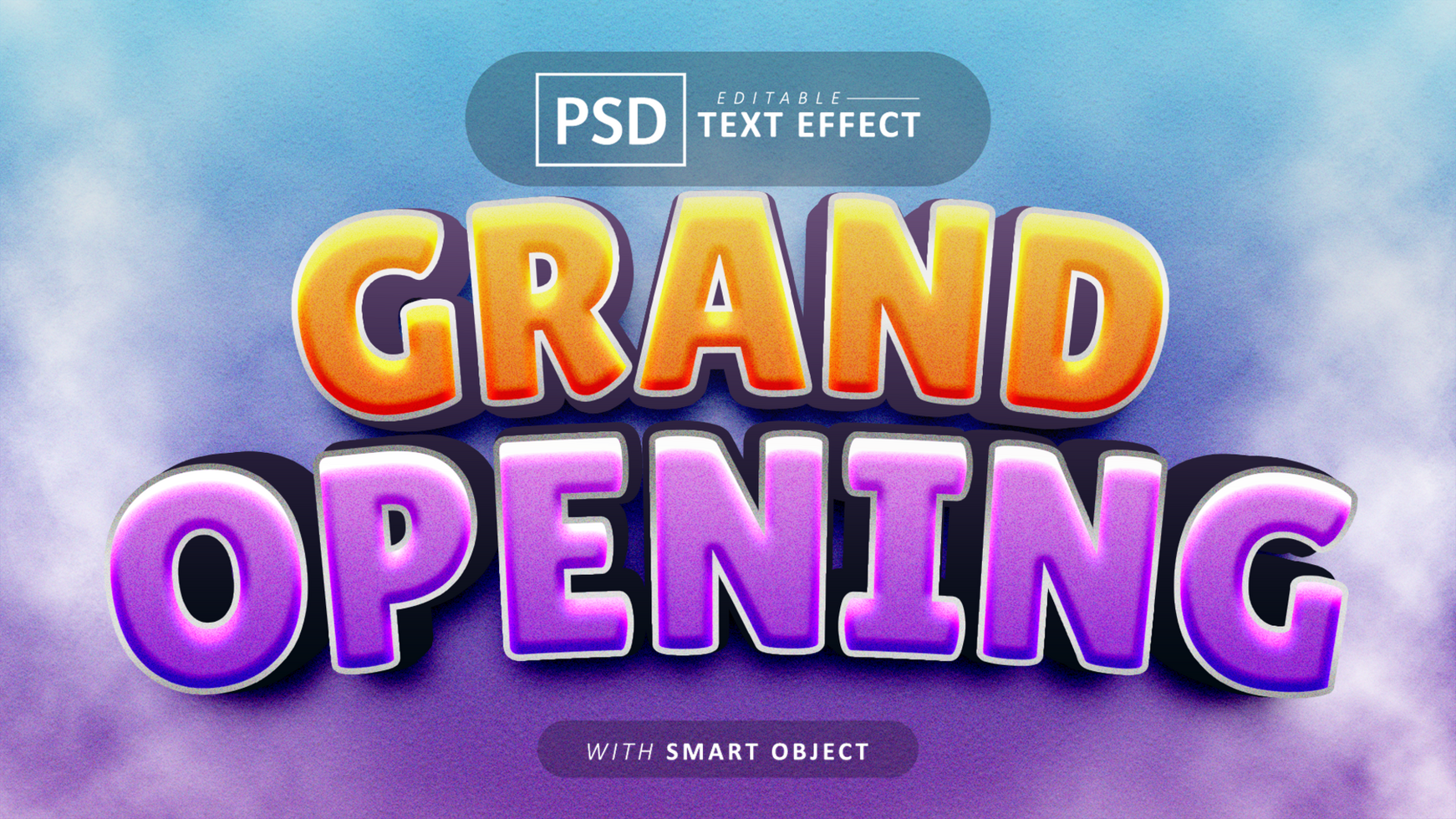 Grand opening text - editable cartoon font effect psd