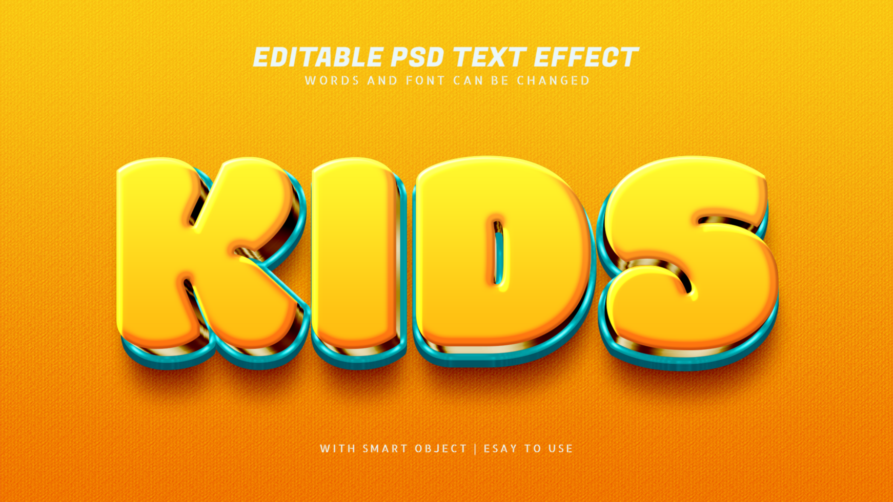 Kids cartoon 3d text effect editable psd