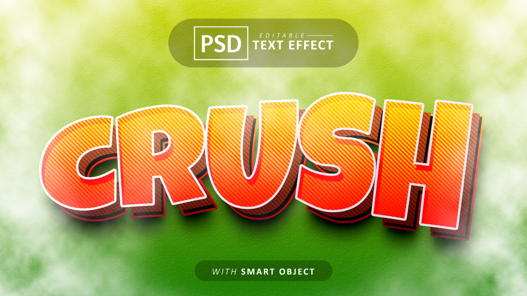 Crush text - editable comic font effects psd