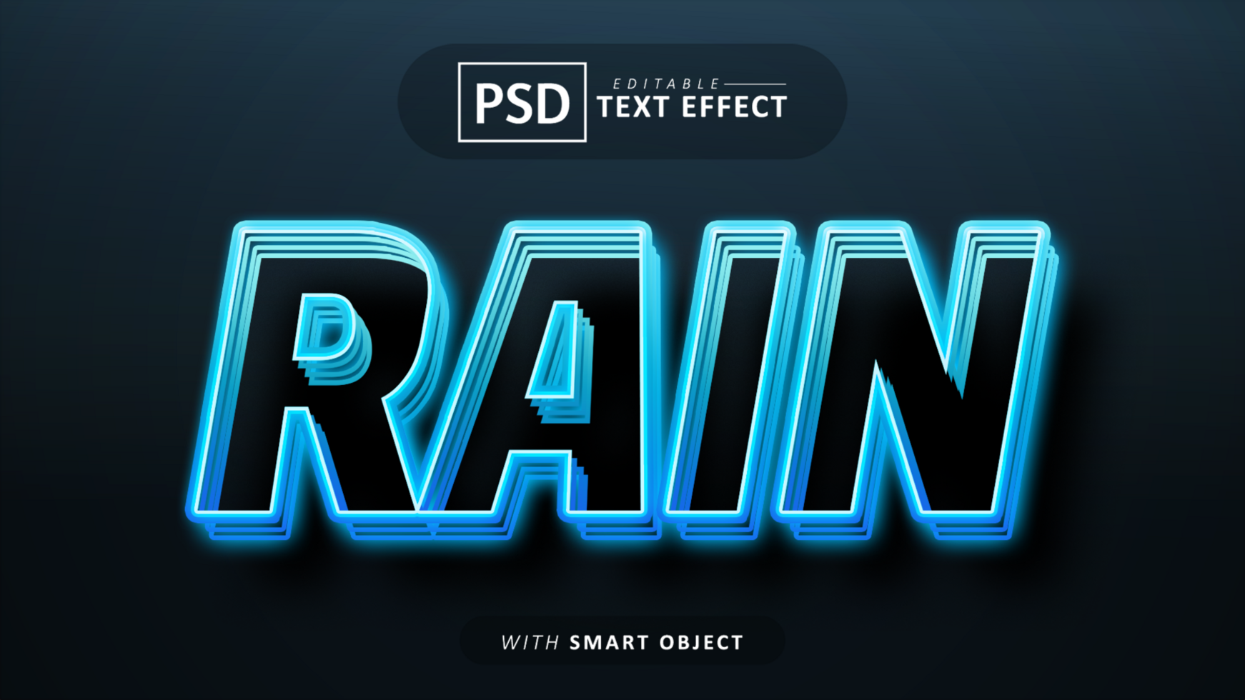 Rain neon style text effect editable psd