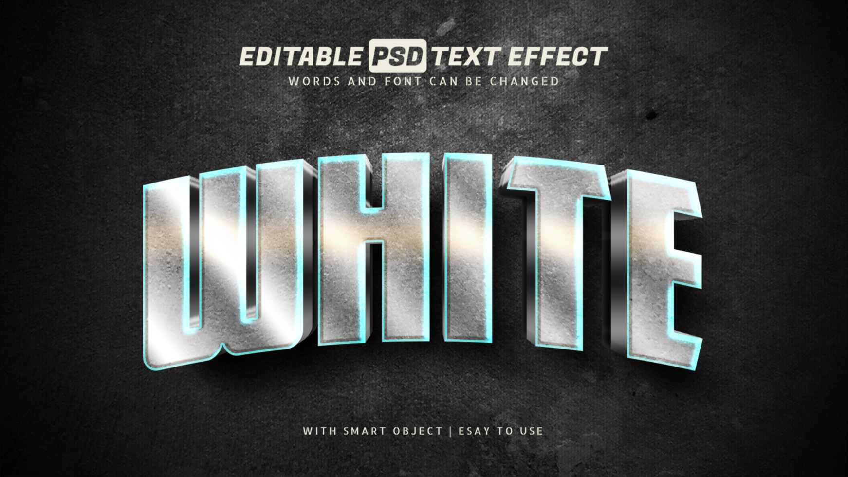 White text effect 3d style editable psd