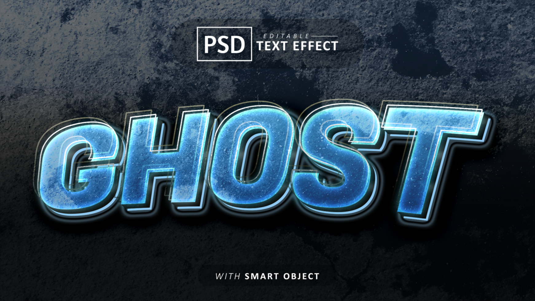 Ghost 3d text effect editable psd