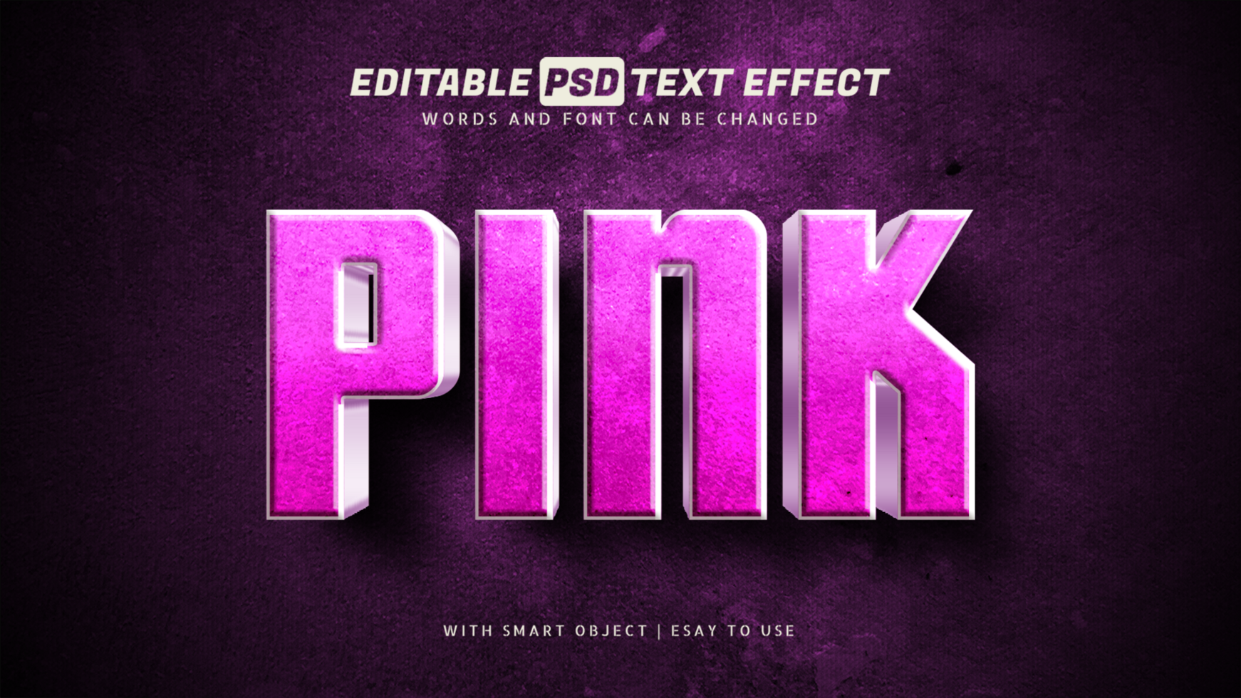 Pink text effect 3d style editable psd