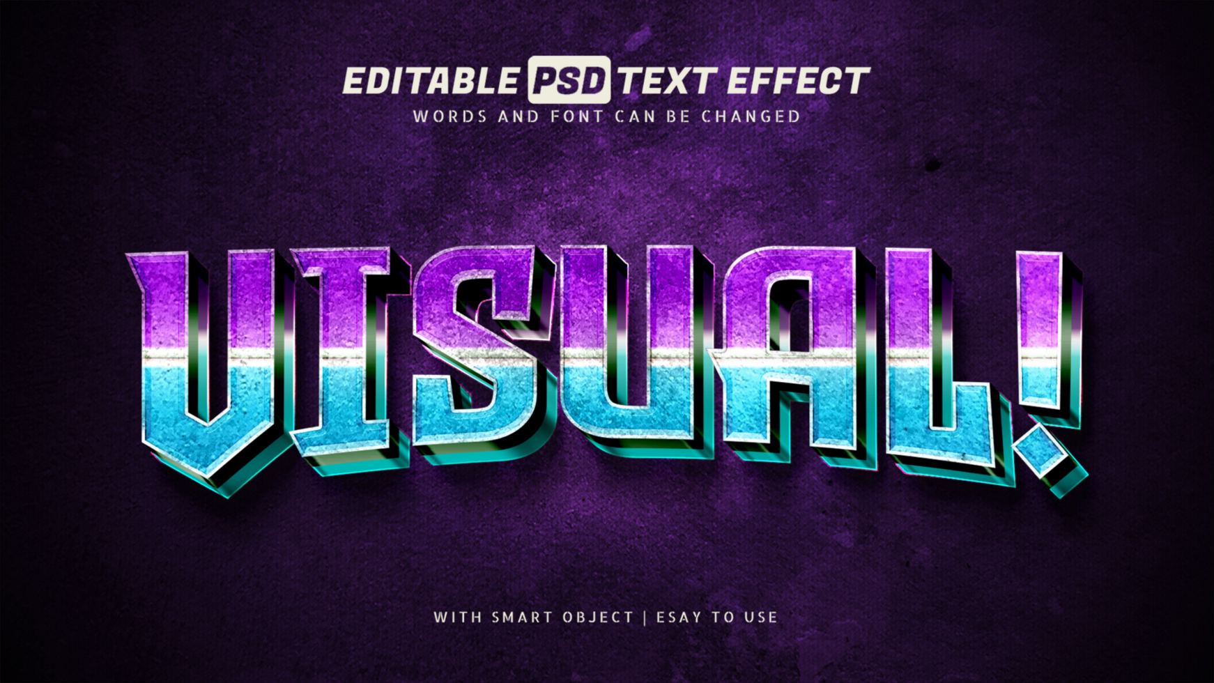 Visual text effect 3d style editable psd