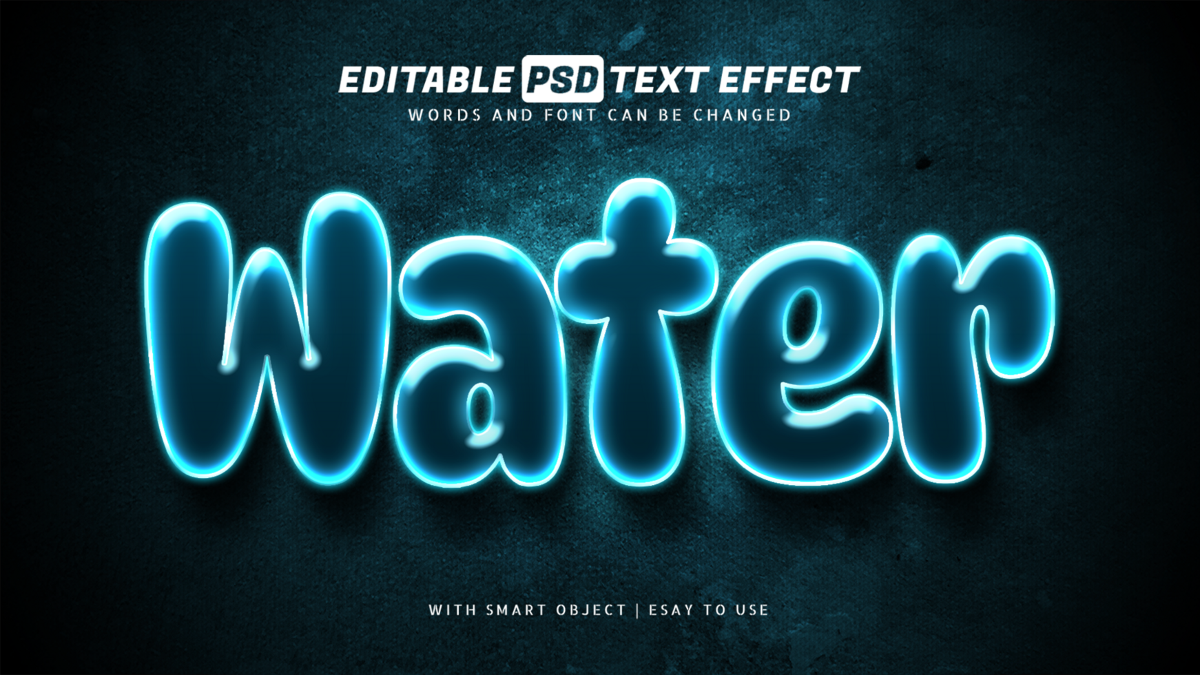 Water 3d text effect editable psd