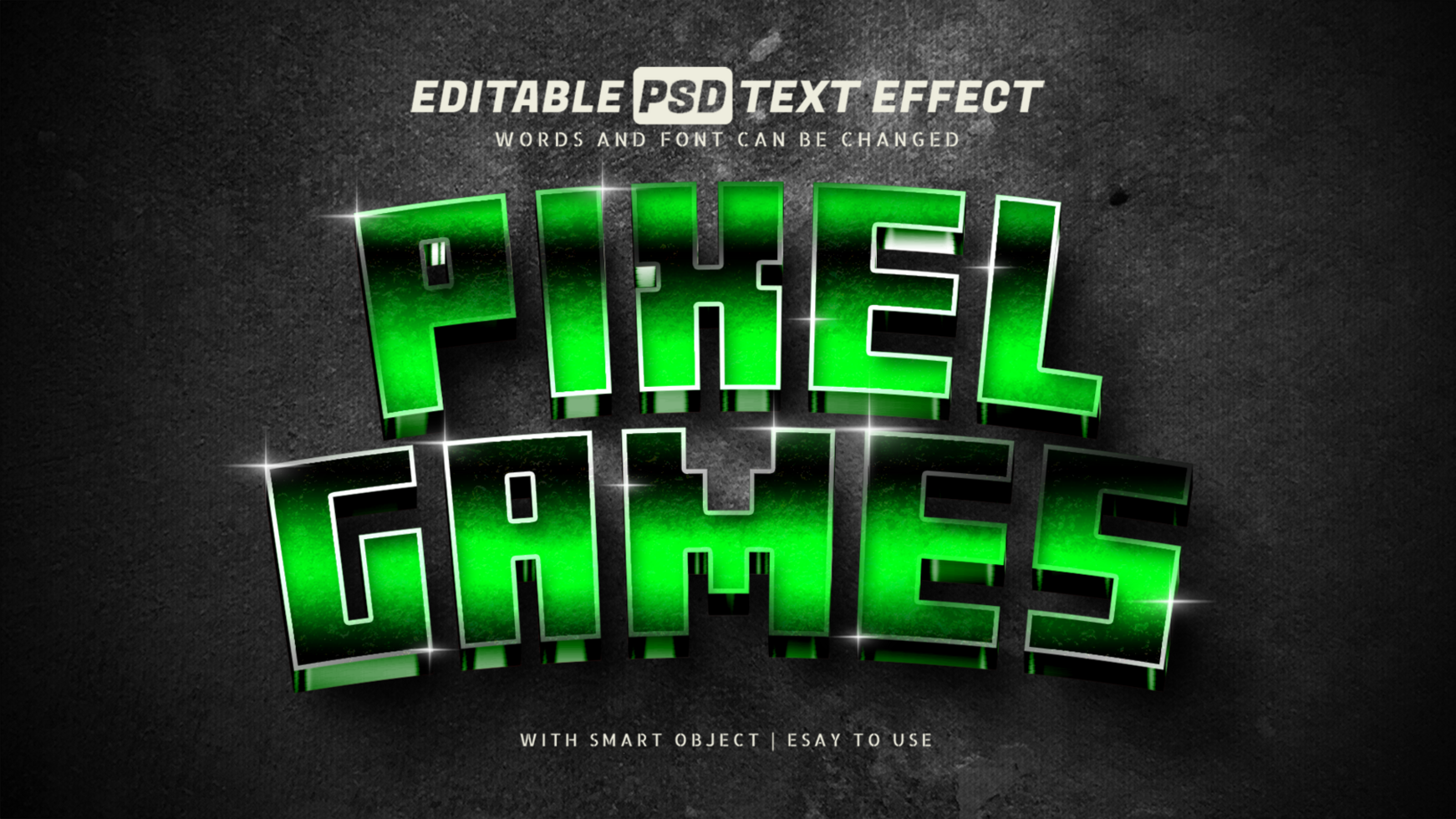 Pixel game text effect 3d style editable psd