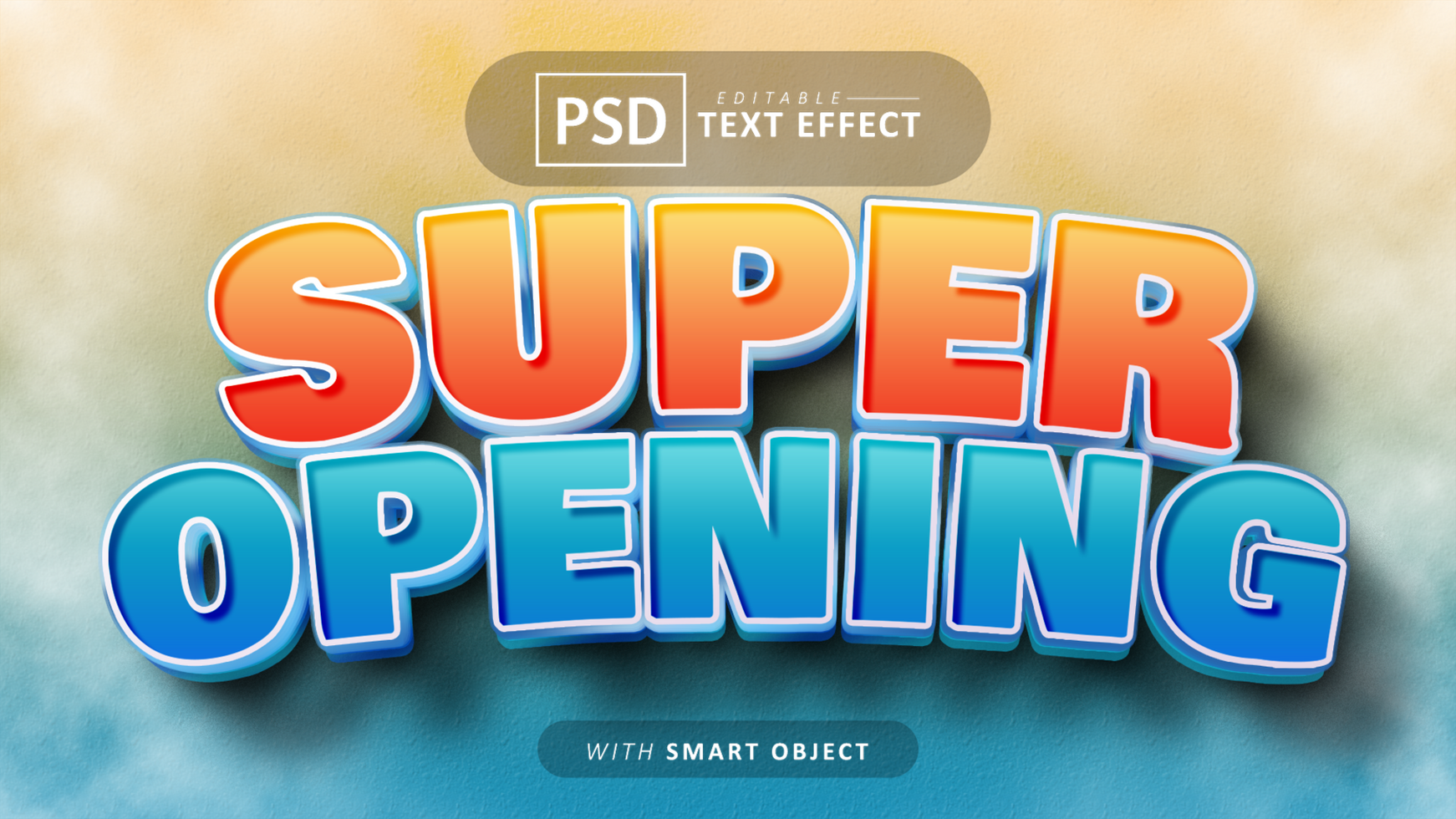 Super opening text effect editable psd