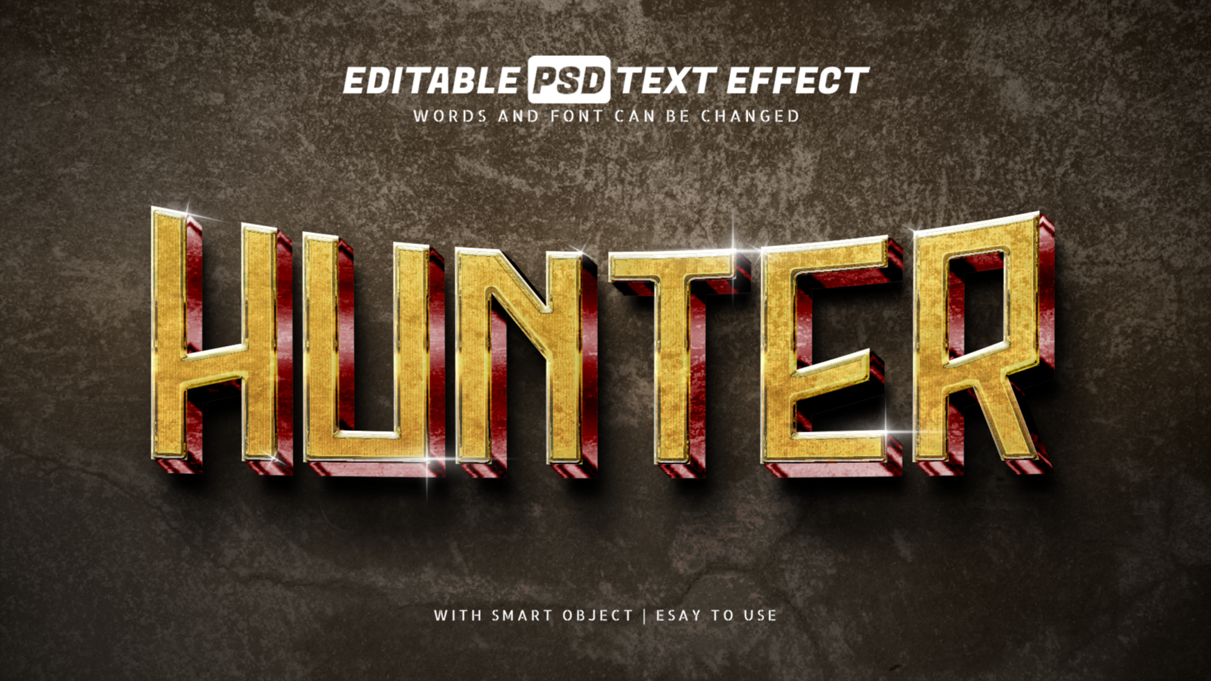 Hunter text effect 3d style editable psd