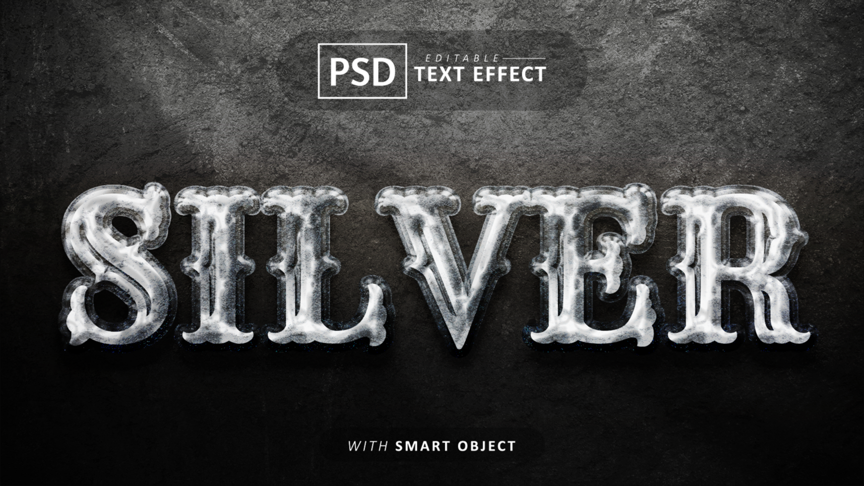 Silver text - editable 3d font effects psd