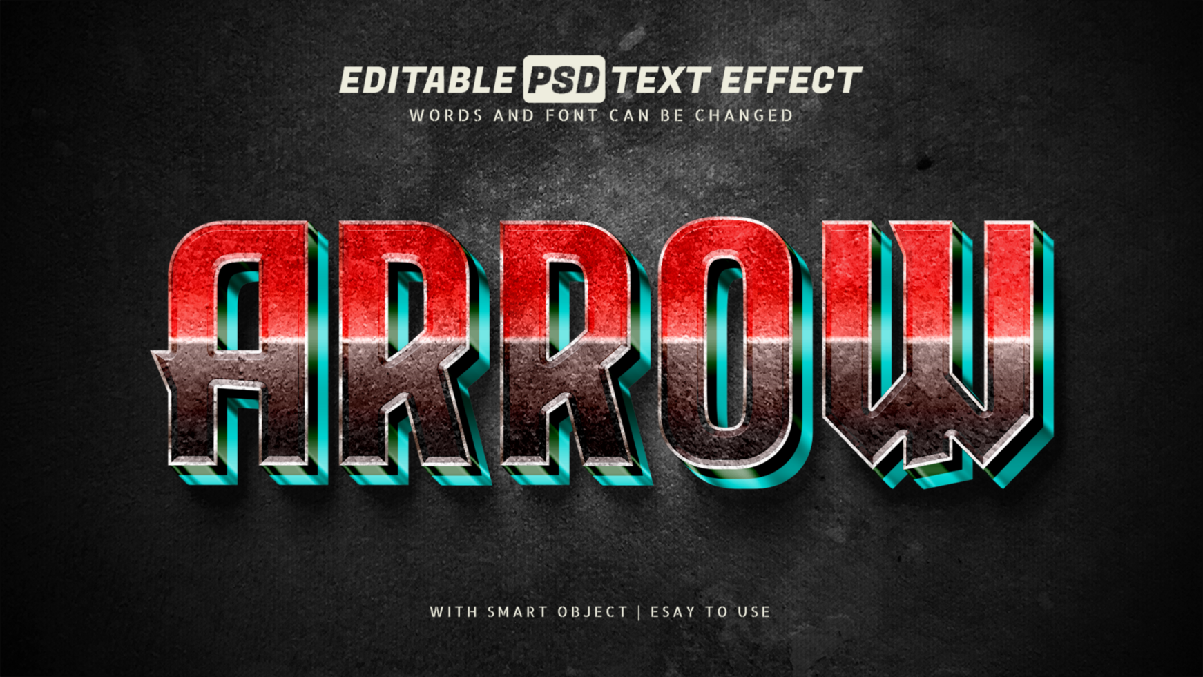 Arrow text effect 3d style editable psd