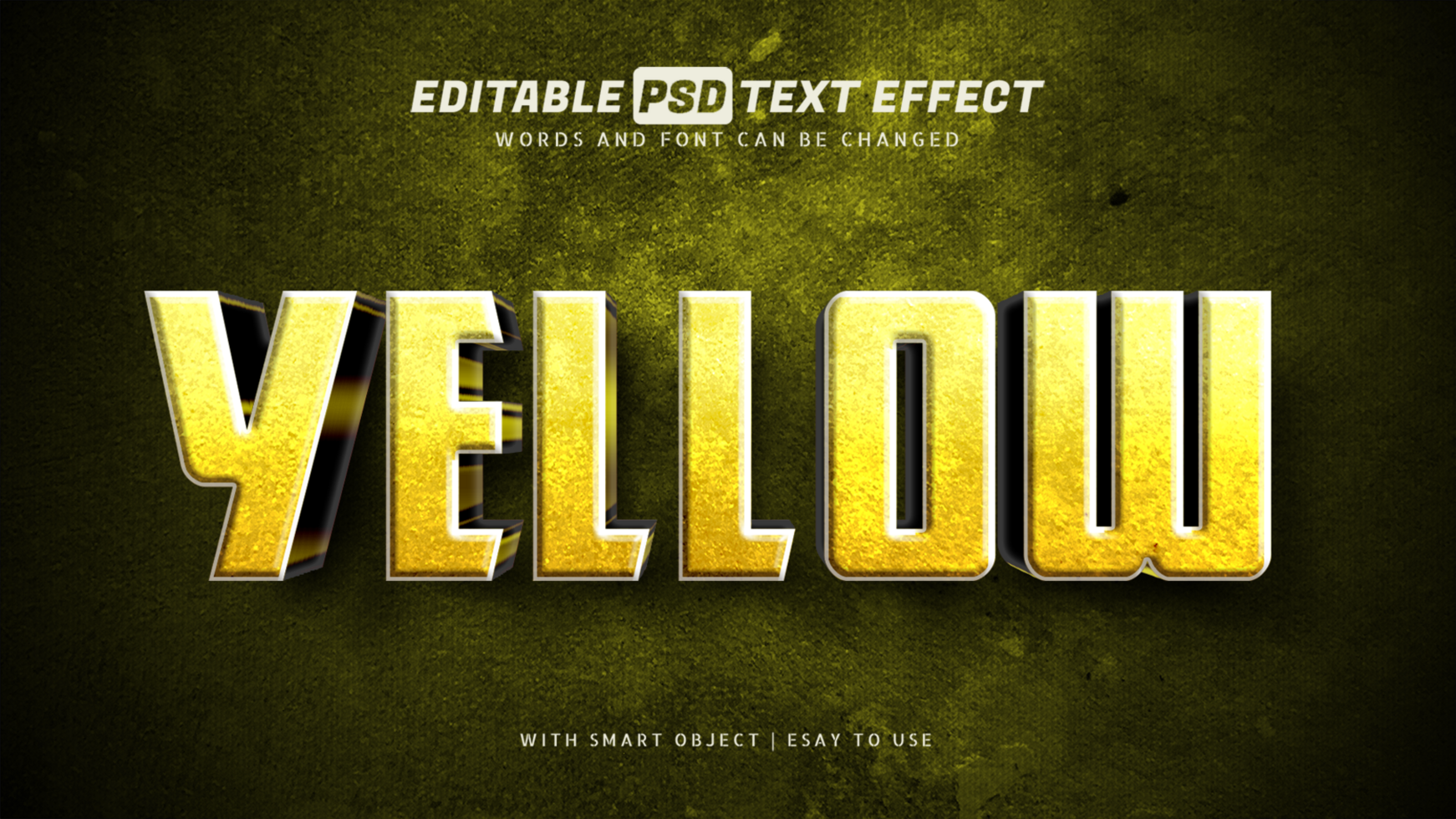 Yellow text effect 3d style editable psd