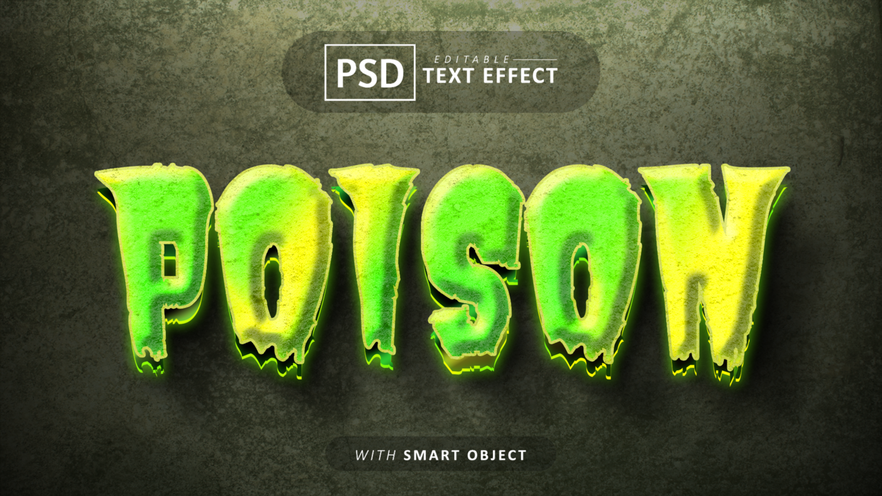 Poison 3d text effect editable psd