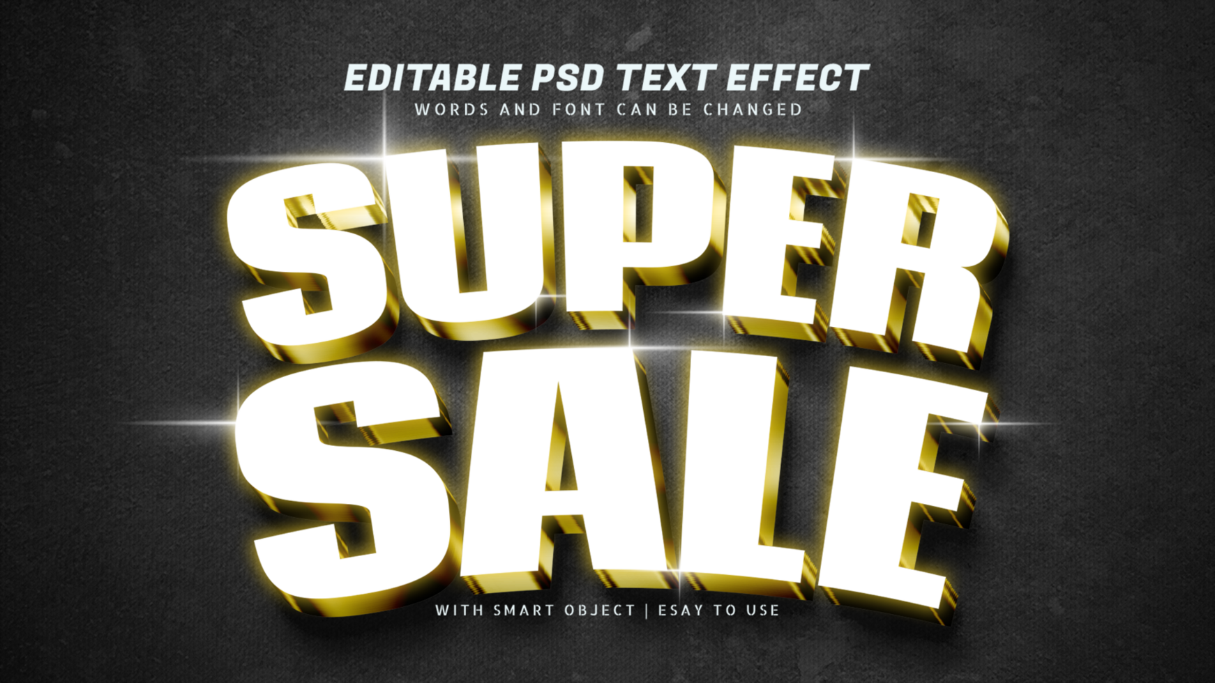 Super sale gold 3d text effect editable psd