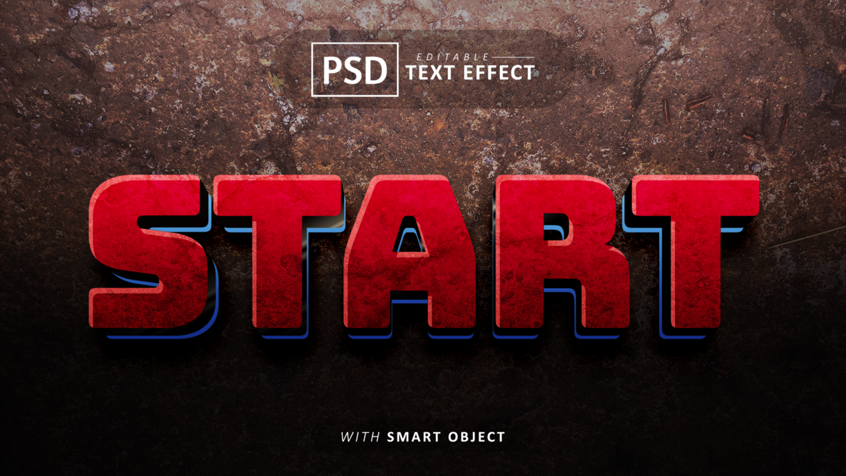 Start 3d text effect editable psd