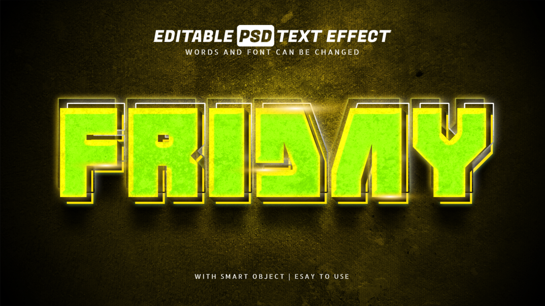 Friday glowing 3d text effect psd