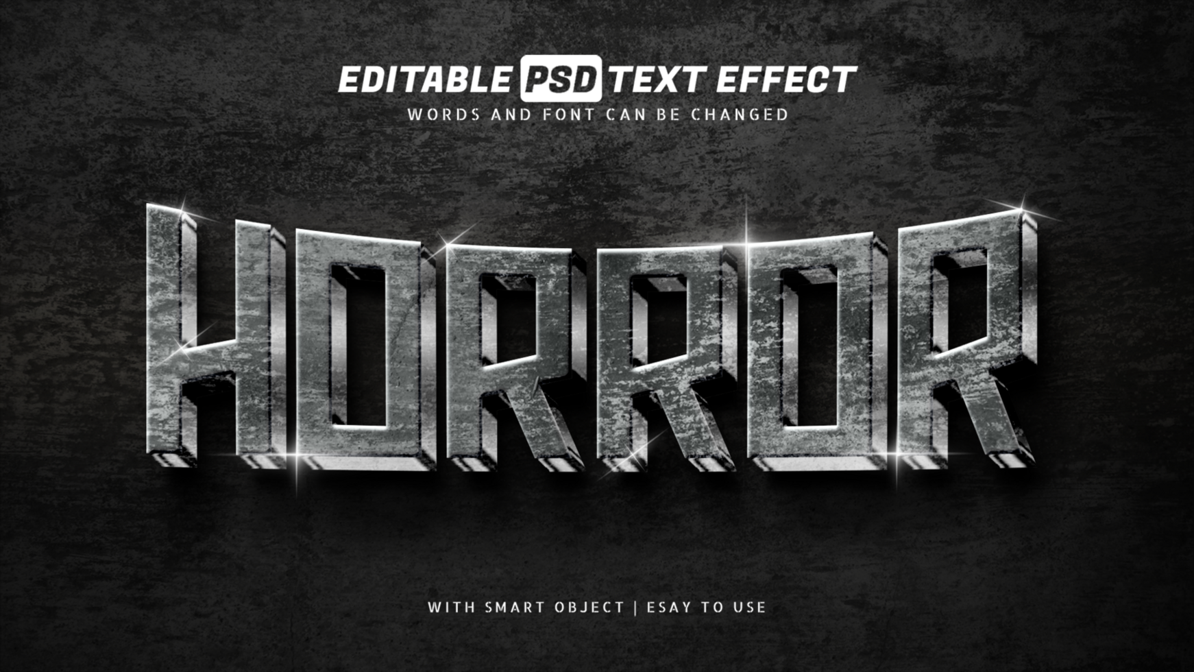Horror text effect 3d style editable psd