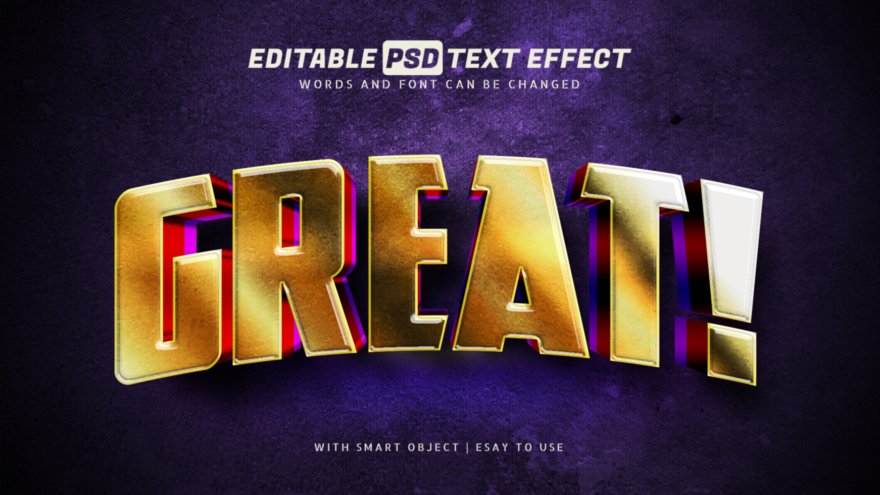 Great text effect 3d style editable psd