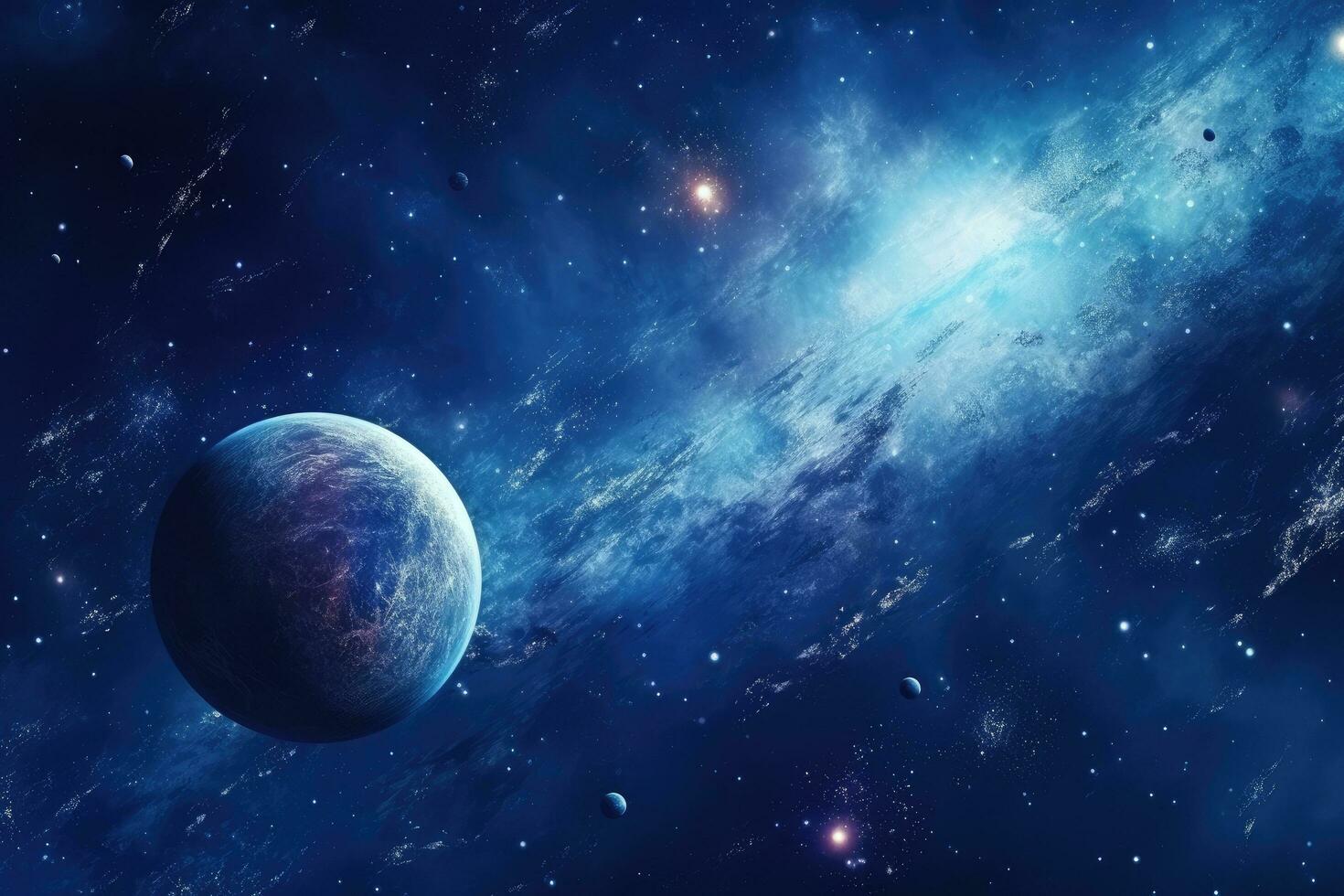 Planets, stars and galaxies in outer space showing the beauty of space exploration, Planets and galaxy, science fiction wallpaper. Beauty of deep space, AI Generated photo