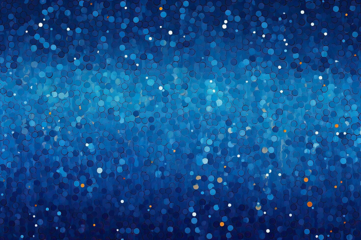 Abstract blue background with bokeh defocused lights and stars, Pointillism background blue, AI Generated photo