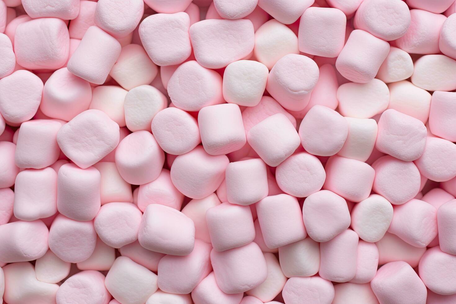 Pink and white marshmallows background. Top view. Flat lay, pink marshmallow for Valentine Day as background and texture, AI Generated photo