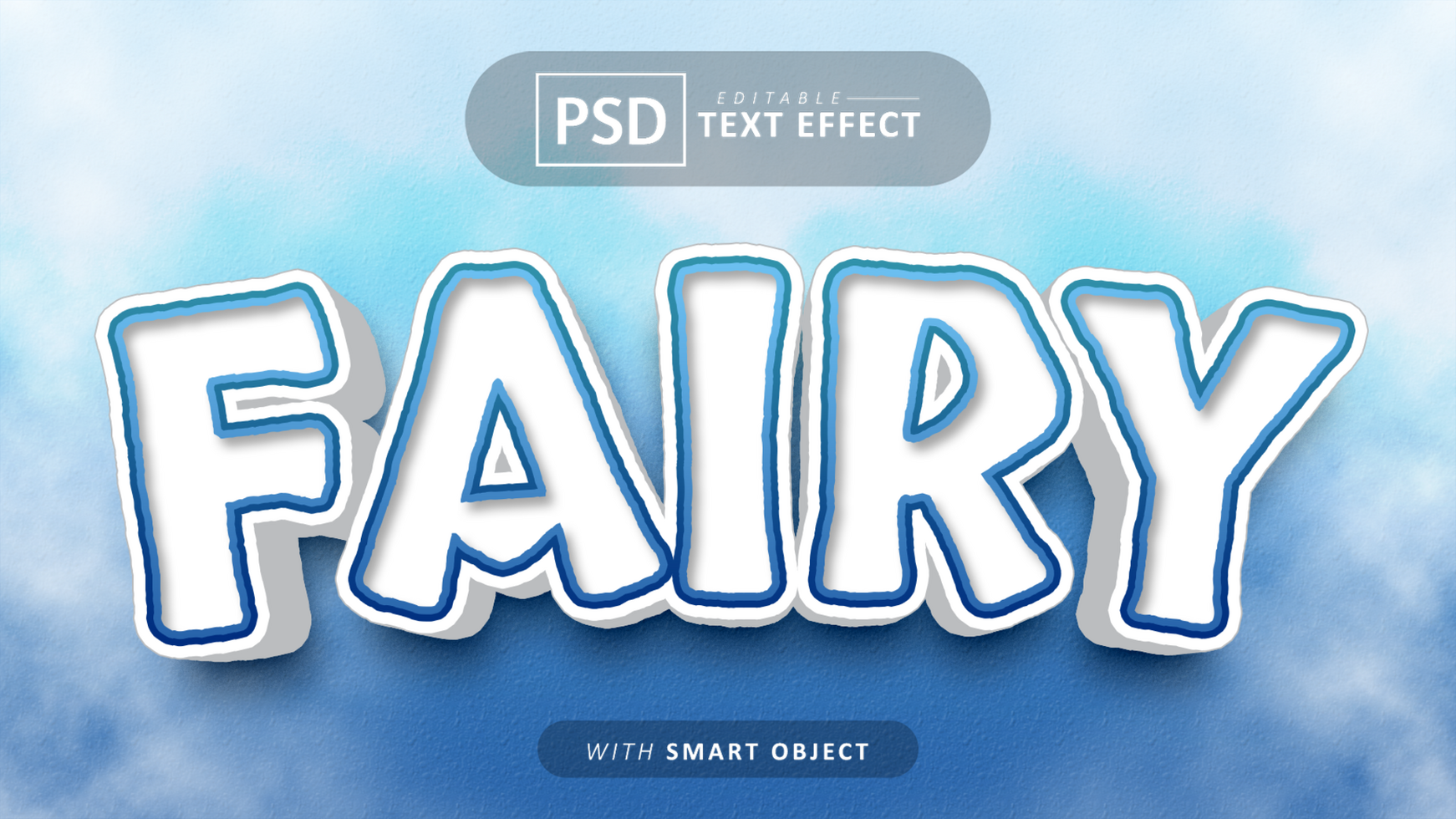 Fairy cartoon style text effect editable psd