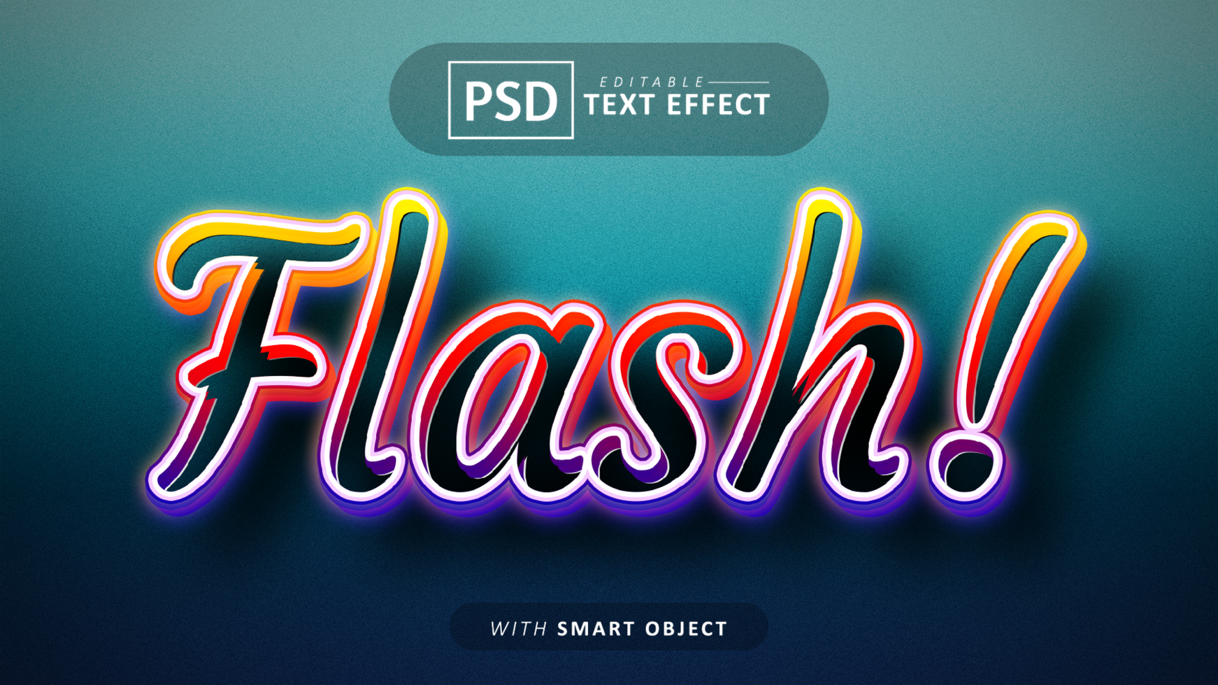 Flash colorful neon style text effect editable psd