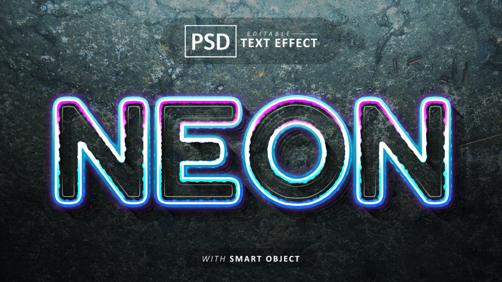 Neon text effect editable psd
