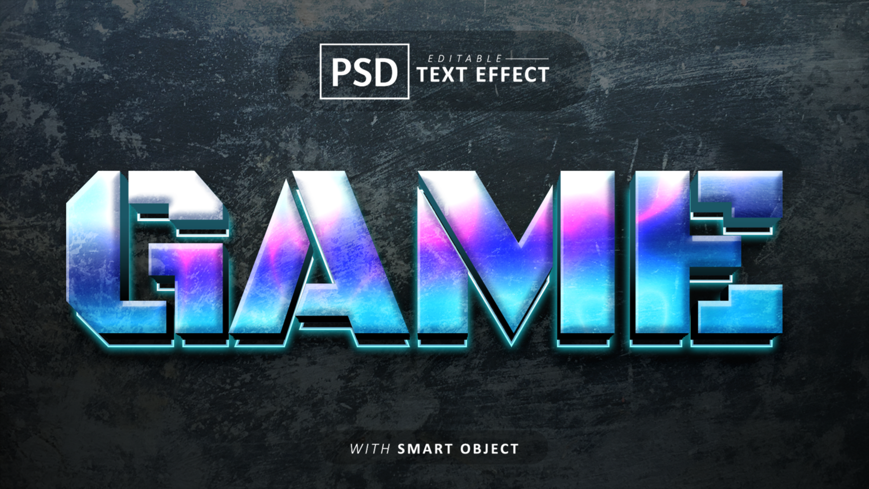 Game 3d text effect editable psd