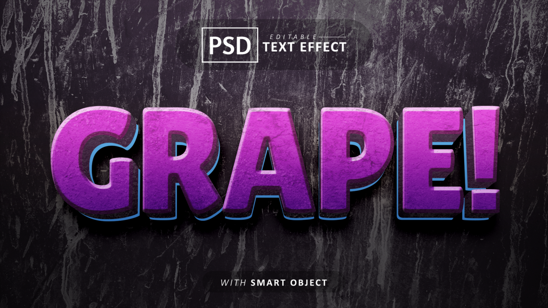 Grape 3d text effect editable psd