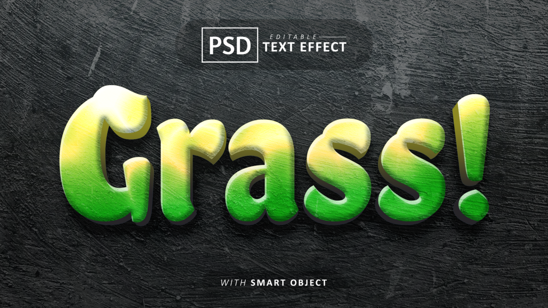 Grass 3d text effect editable psd