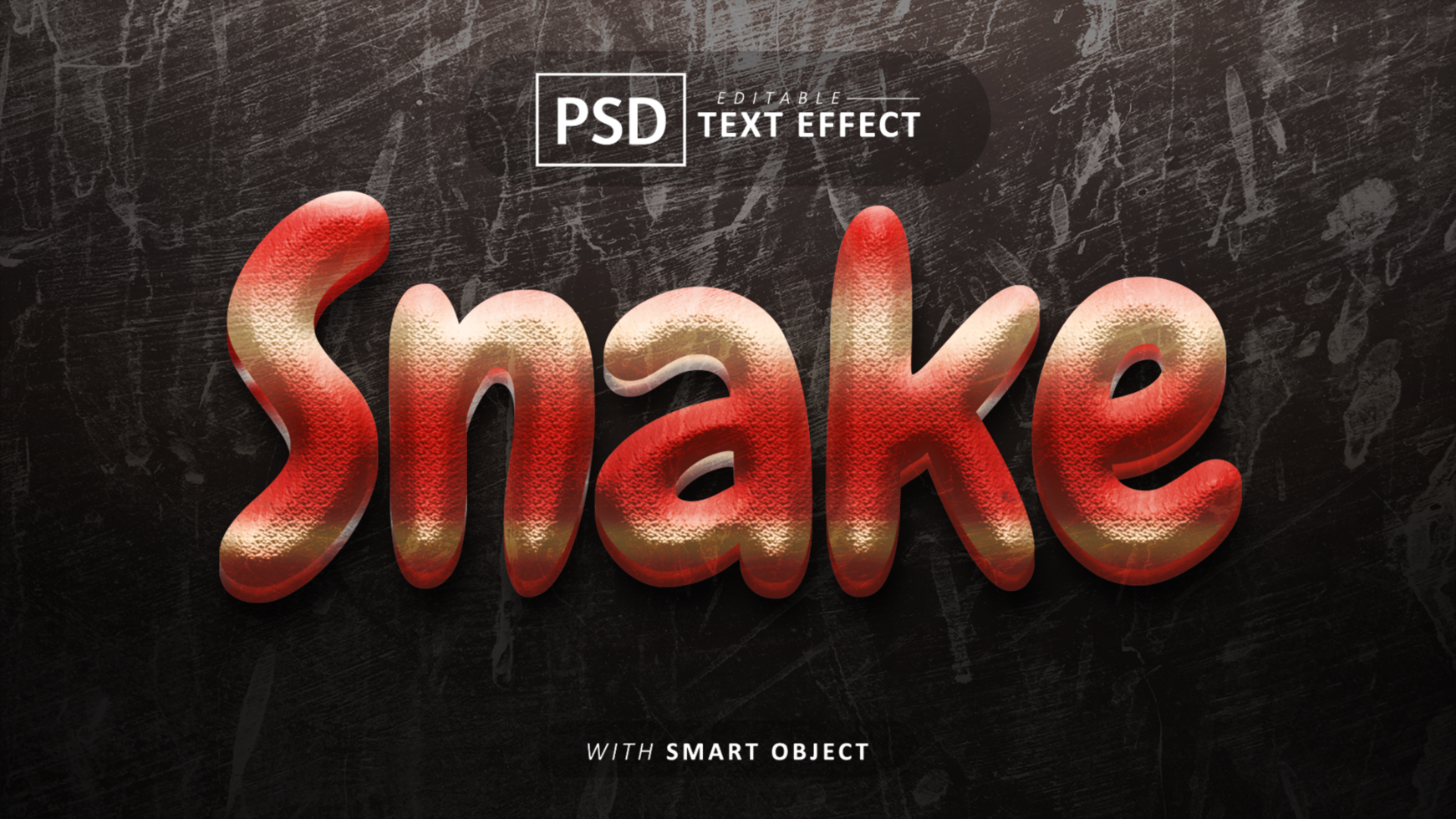 Snake 3d text effect editable psd