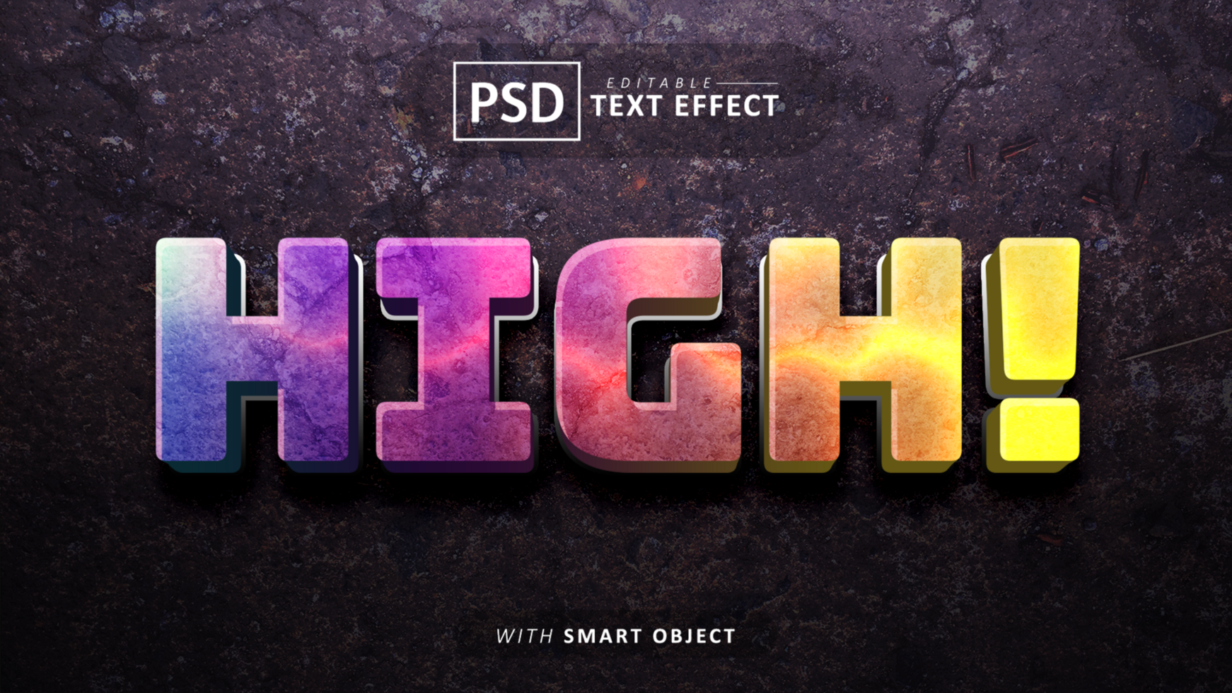 High 3d text effect editable psd