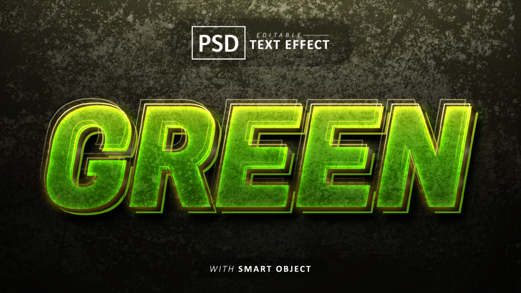 Green 3d text effect editable psd