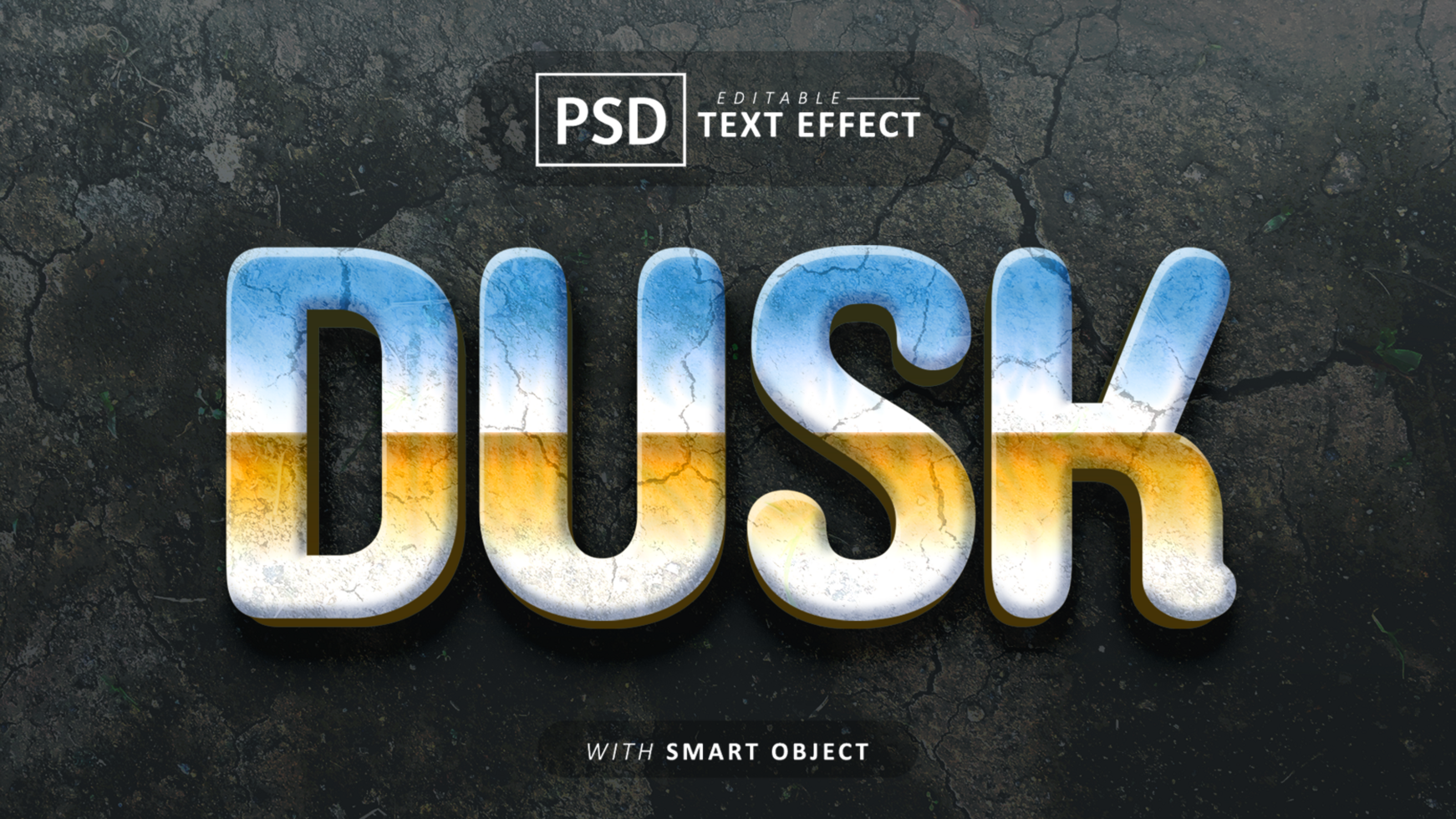 Dusk 3d text effect editable psd