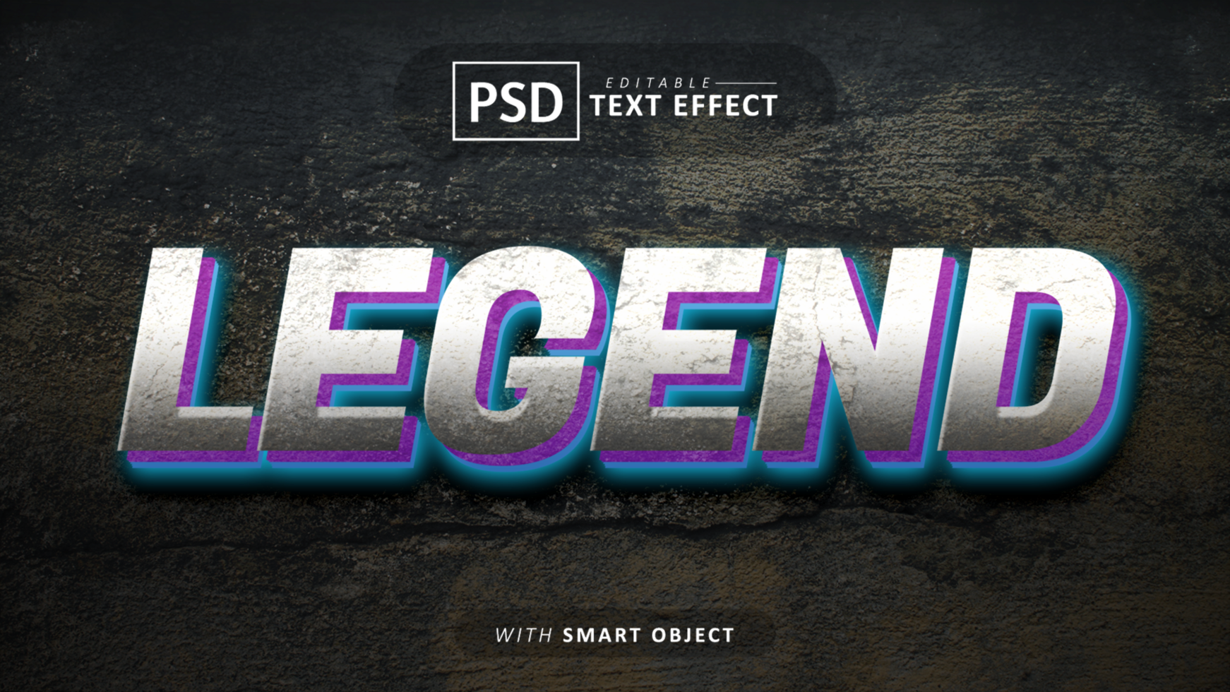 Legend 3d text effect editable psd