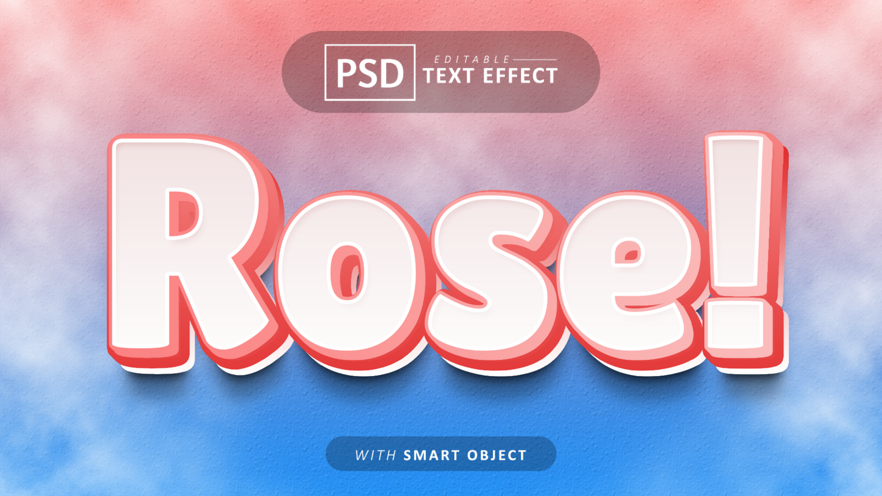 Rose cartoon style text effect editable psd