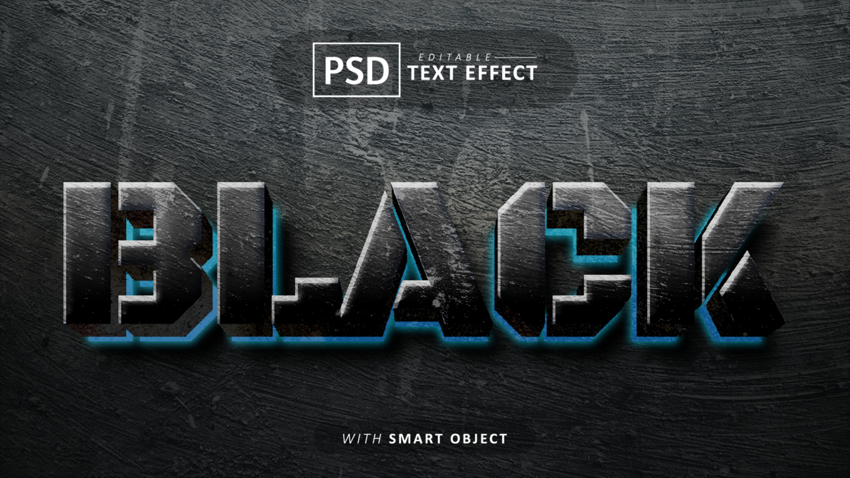Black 3d text effect editable psd
