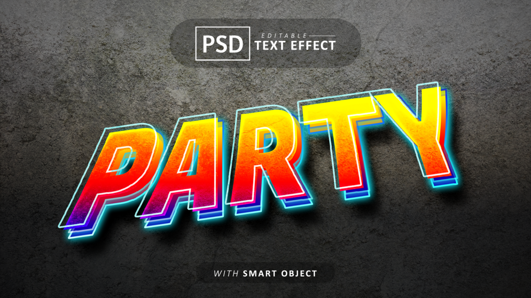 Party text effect editable psd