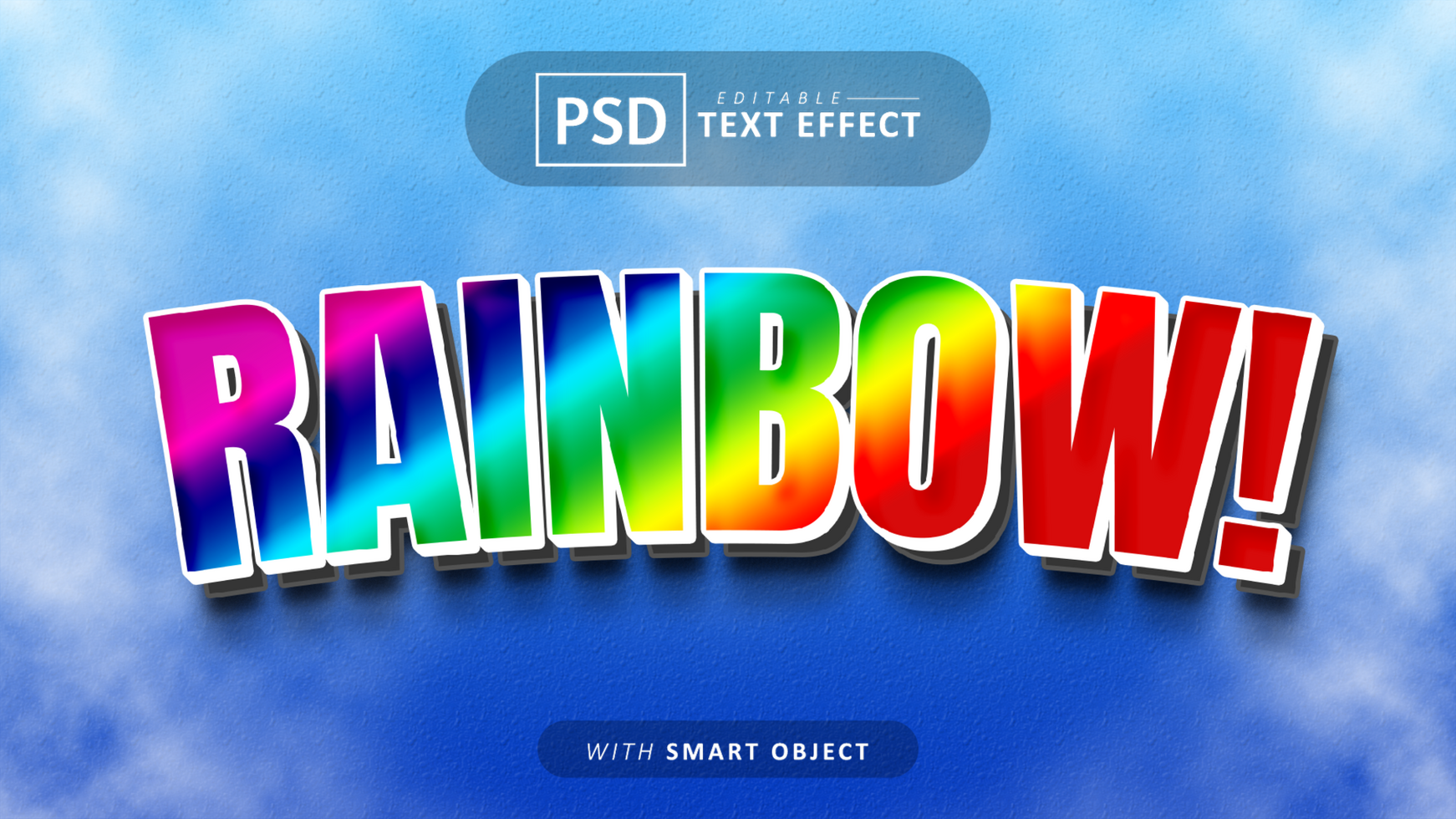 Rainbow cartoon text effect editable psd