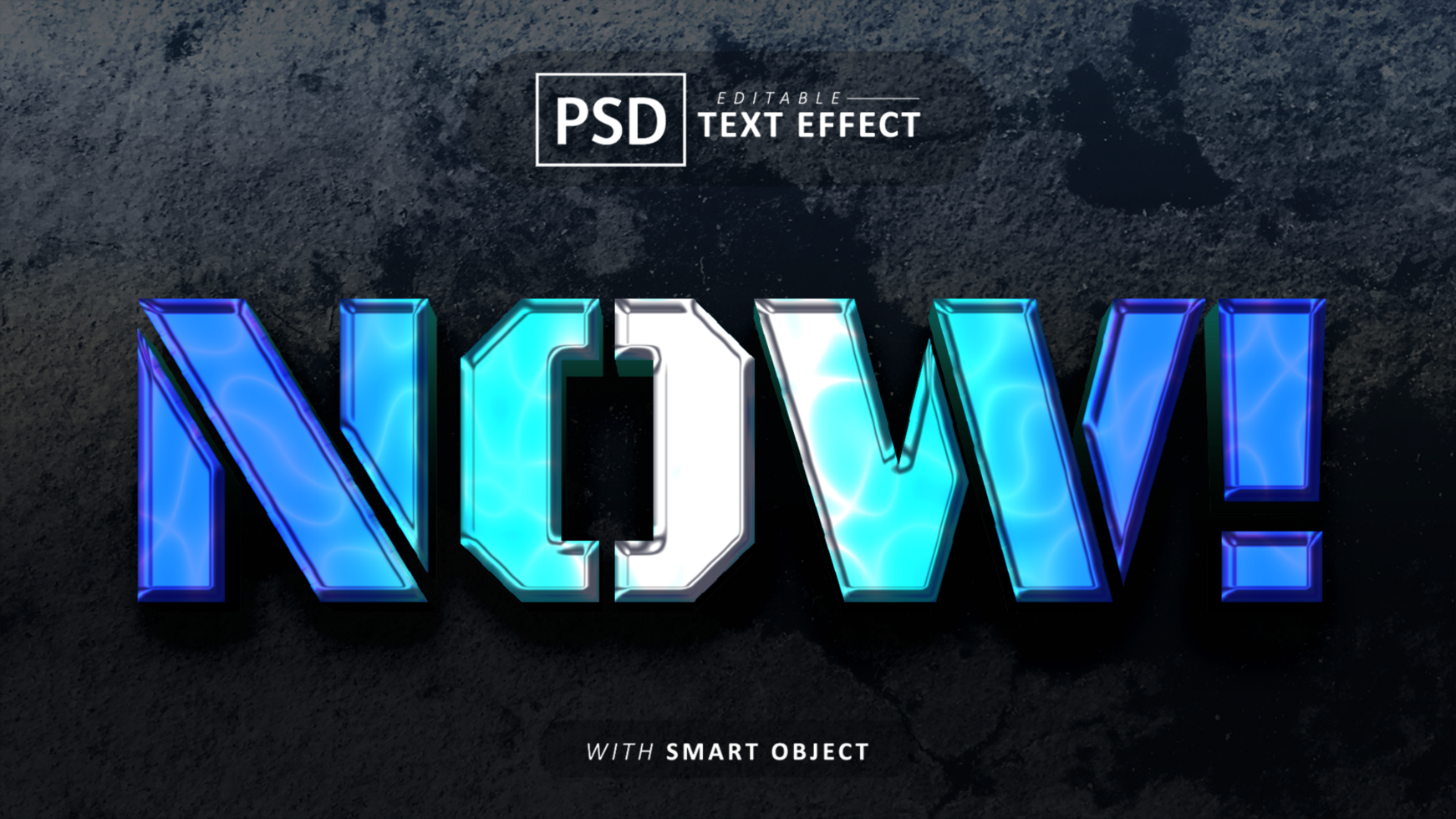 Now 3d text effect editable psd