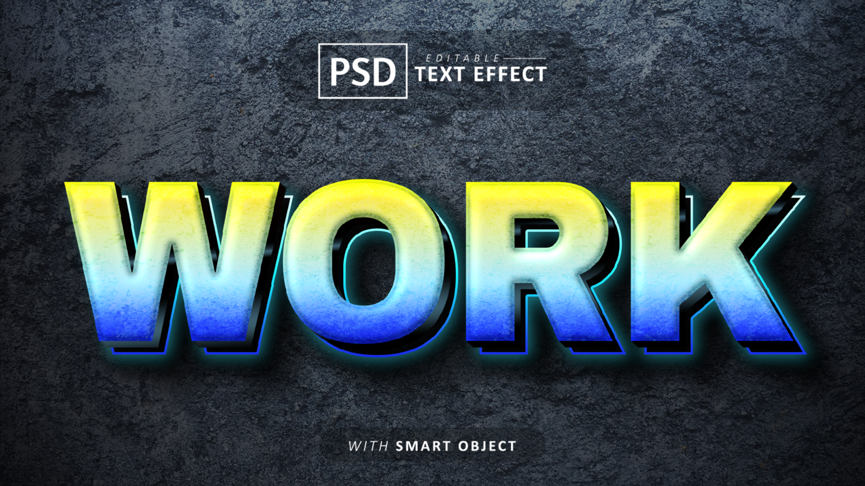 Work 3d text effect editable psd