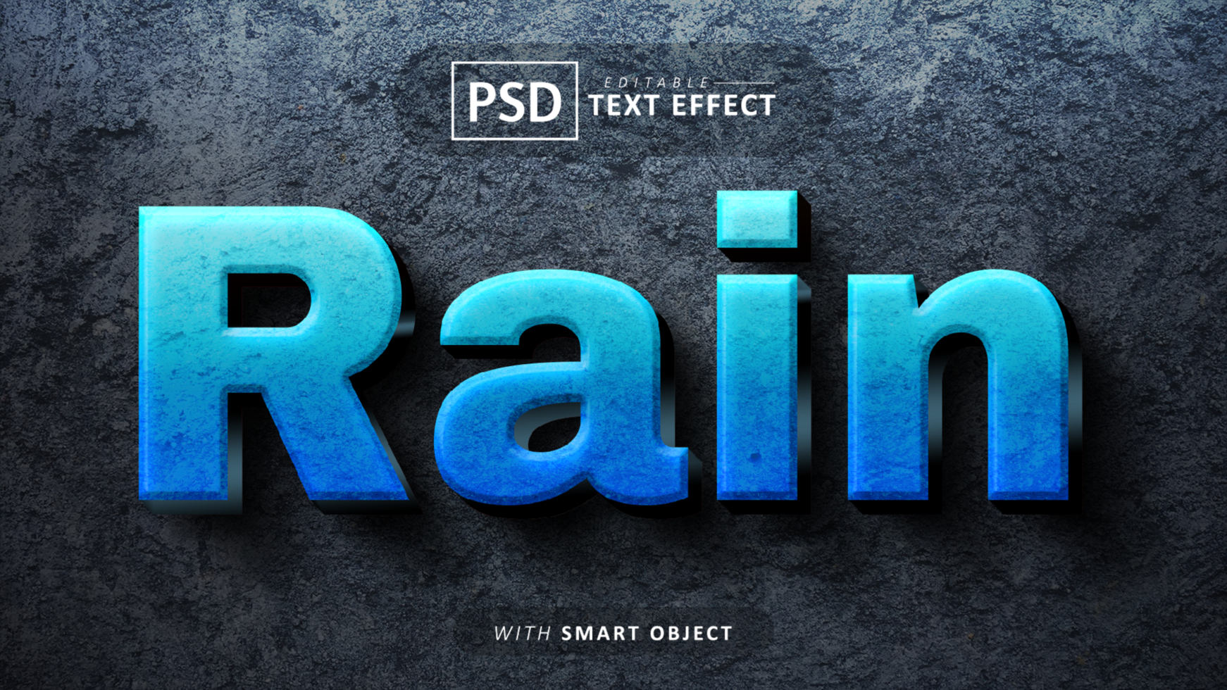 Rain 3d text effect editable psd