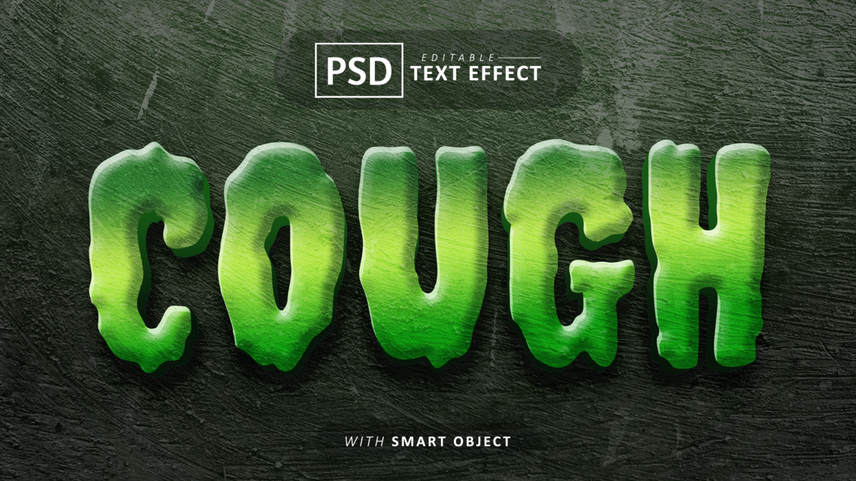 Cough 3d text effect editable psd